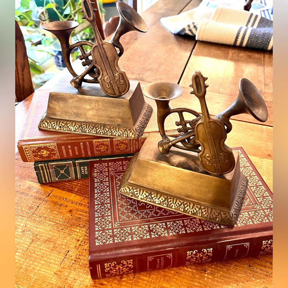 Castilian Imports Musical Instruments Bookends Pair Vintage